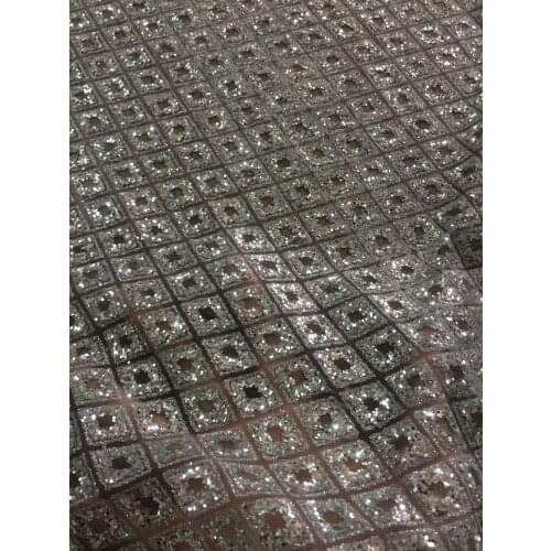 5 yards L-145 glued glitter lace fabric on sale embroidery mesh material for evening dress