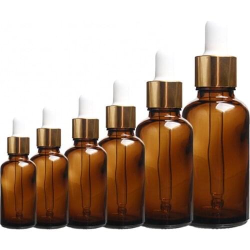 50% Hot Sale Brown Refillable Bottles Glass Container Essential Oil Liquid Perfume Aromatherapy Dropper Bottle