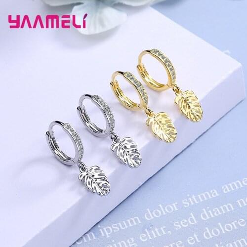 Fashion Jewelry 925 Sterling Silver Gold Earrings For Women Girls Wedding Engagement Cubic Zirconia 2020 Trend Wholesale