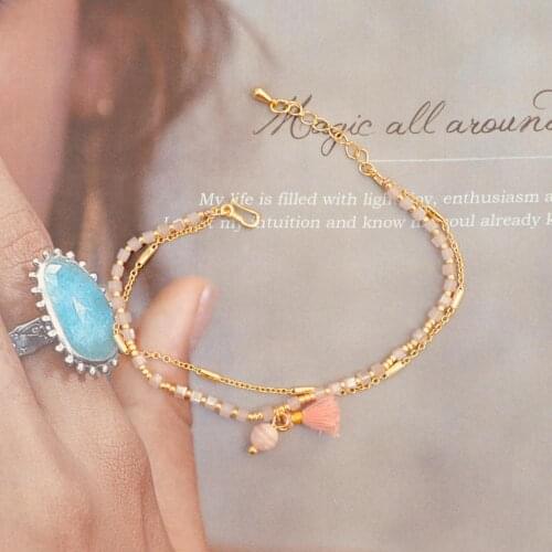 Delica Miyuki Tassel Couple Bracelet For Women Pearls Pink Bracelet Femme Jewelry Crystal Seed Beads Handmade Gifts Friendship