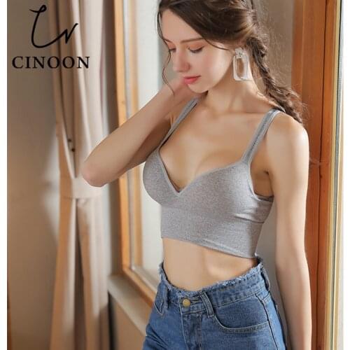 CINOON Sexy Womens Underwear Bras For Women Lingerie Solid Push Up Cotton Tops Wireless Plus Size Bra XXL Sports Vest Bralette
