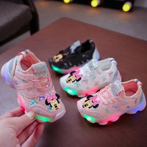 Disney childrens cartoon Minnie Mickey soft sole boys and girls casual shoes student sports shoes running light mesh shoes