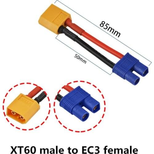 1Pcs T Female Plug to EC3 male / XT60 Female to EC3 Female Connector Balance Charge Cable Wire for RC Lipo Battery