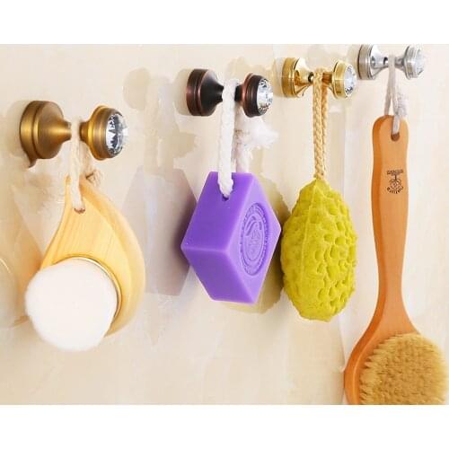 Crystal Hook Antique Brass Wall Clothes Rack Cloth Hook Wall Hook Robe Hook For Bathroom Accessory Hanger Copper Material