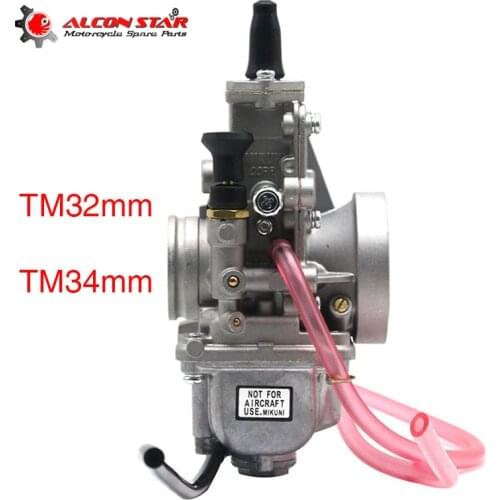 Alconstar MIKUNI TM32 TM34 Carburetor For Motorcycle 4T Stroke Racing Flat Slide Carb YBR 125 CR250 Pit Bike With Power Jet