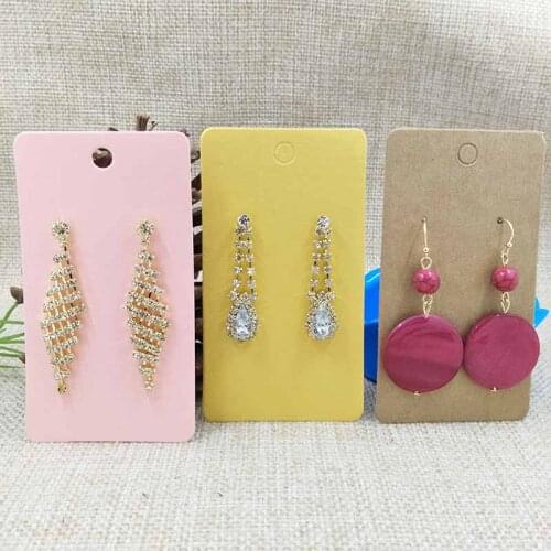 2017New DIY Kraft Earring Card For 1 Pair Earring 5X9cm Mult Colours Black/Kraft/Pink/White/Yellow For Middle Long Earring