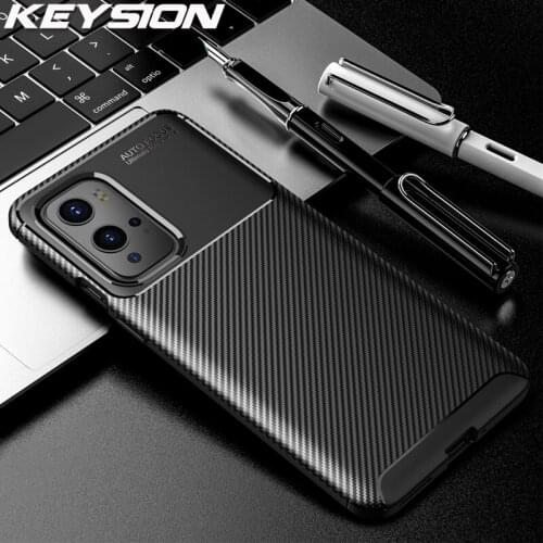 KEYSION Phone Case for Oneplus 9 9 Pro 5G Carbon Fiber Texture Silicone Shockproof Phone back Cover for Oneplus Nord N10 5G N100