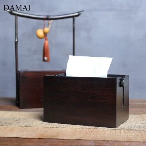 Classic Bamboo Tissue Boxes Square Decorative Vintage Dinner Table Napkin Holder Paper Towel Organizer Living Room Decoration