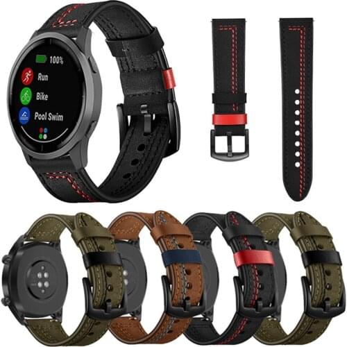 Stitching Leather Strap for Garmin Venu Smart Watch Band Bracelet for GarminActive/GarminMove 2 3 20mm 22mm Belt Bands Wristband