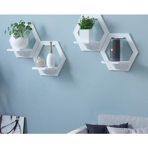 Creative Flower Pot Stand Wall Shelf Free Punching Wall-mounted TV Background Wall Hanger Bedroom Balcony Bedside Wall Shelves