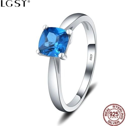 LGSY Cyanite Round Rings 925 Sterling Silver Wedding Rings Fine Jewelry Romantic Engagement Ring Female Finger Jewelry DR1037