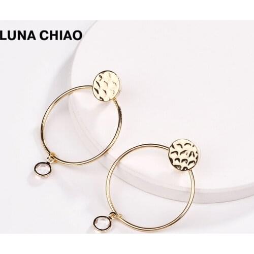 LUNA CHIAO Fashion Jewelry Big Round Metal Stud Earrings Detachable Front and Back Stud Earring Set