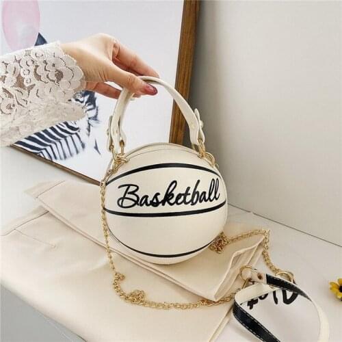 Basketball Shape Small Leather Chain Design Crossbody Bag For Women Fashion Shoulder Messenger Female Luxury Handbags And Purse
