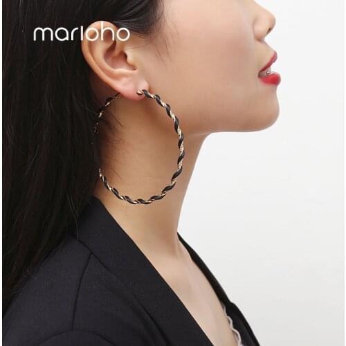 Marioho Simplicity Winding Circle Earrings Contracted Punk Alloy Drop Earrings For Women Luxury Geometric Moon Dangle Earrings