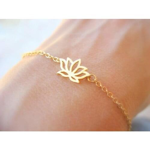 Fashion Religious Buddhist Plant Lotus lucky Bracelets hollow Tiny Lotus Flower Bracelets for Prom Petal charm Bracelets Jewelry