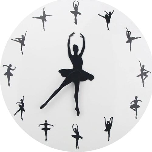 Ballerina Dancer Wall Clock Yoga Postures Decorative Ballet Time Wall Clock Watch Girl Room Dancing Studio Decor Ballet 3D Clock