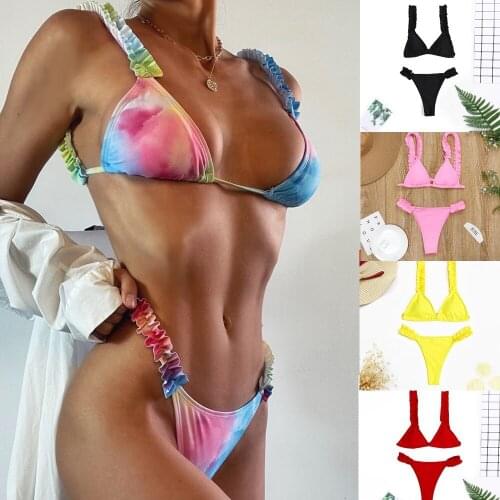 New Bikini Push Up Swimwear Women Swimsuit 2021 Summer Bikini Set Bodysuit Ruffle Beach Sexy Wear Biquini Swimsuit Female