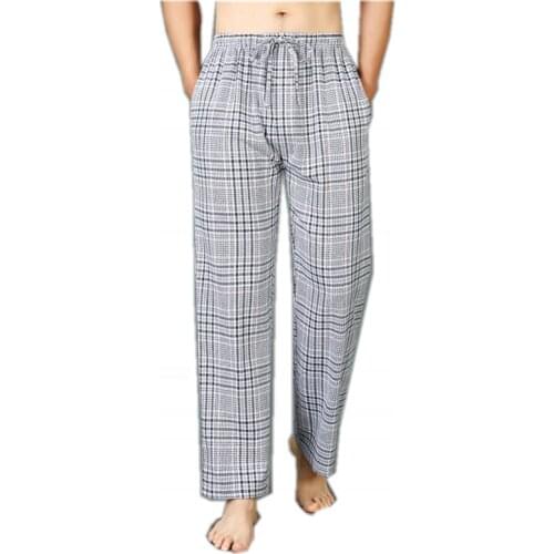 Spring Autumn Men 100% cotton sleep bottoms Male plus size nighty trousers Men Casual Loosen Striped pajama pants XXL 100KGS