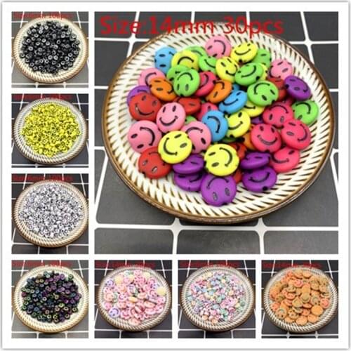 New 6/14mm Smiley face Acrylic Clay Shape Spacer Beads For DIY Handmade Jewelry Craft Accessories