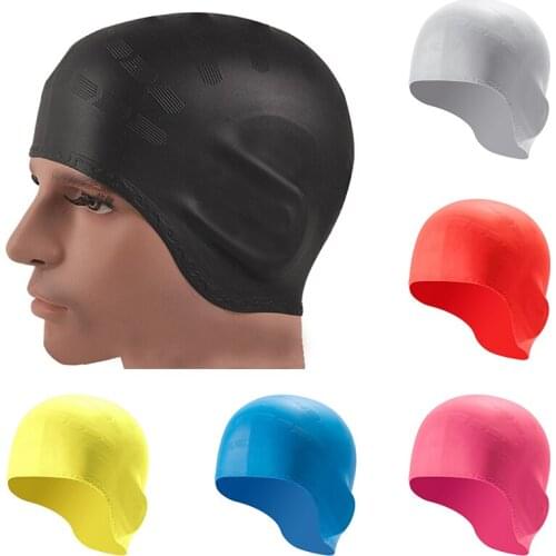 A New Unisex Ear Protection Silicone Swimming Pool Cap Adult Waterproof Swimming Cap Hot Sale