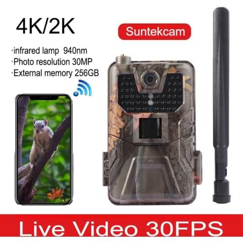 4K 30FPS Live Video Hunting Trail Camera 4G MMS 30MP Infrared Wildlife Surveillance Camera Night Vision Photo Trap Cloud Service
