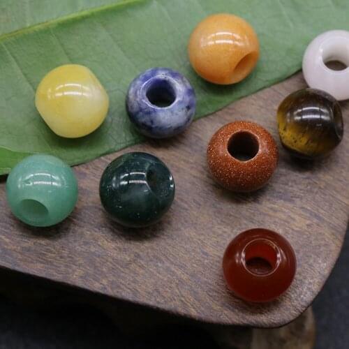 Wholesale Natural Stone Charm Crystal Pendants Beads Round Mixed Big Hole Beads for Making Necklace 13x16mm Hole: Approx 6mm