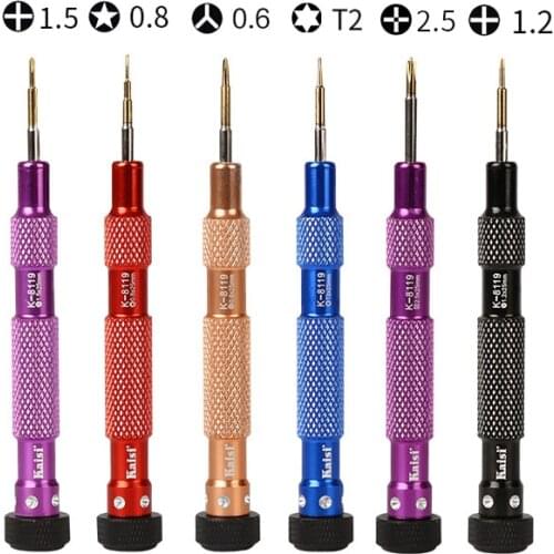 Kaisi K-8119 1.2,1.5 Philips/ 0.8,2.5 5-Point/ 0.6 Y/ T2 Screwdriver For iPhone 7/ Huawei P8 Smartphone Screw Open Repair Tools