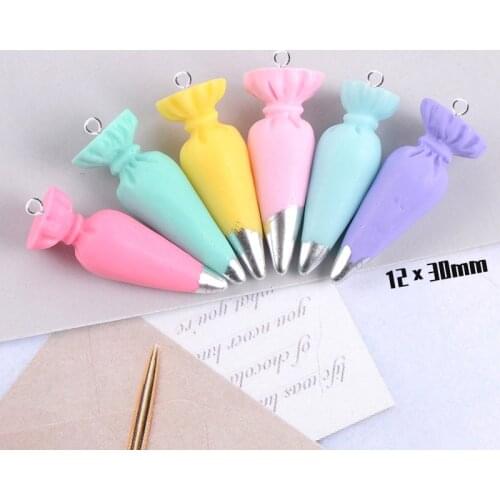 10pcs Trendy Colorful Simulation Resin Cream Pendant Charms Macarons Jewelry Finding DIY Earrings Necklace 3D Piping Bag Charms