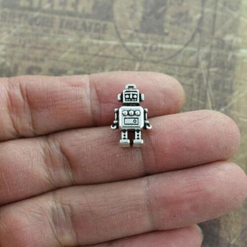 30PCS New 2021 3D Robot Charms Robot Pendants Tibetan Silver Making DIY Bracelet Handmade Key Chain Accessories Jewelry Finding