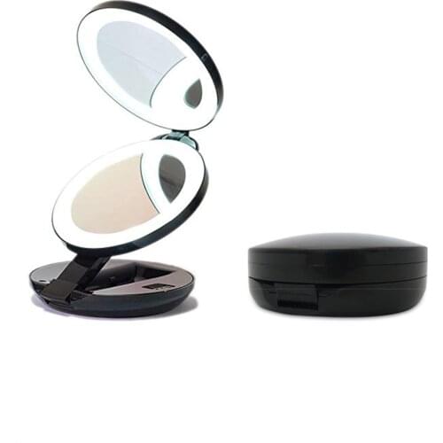 Portable LED Lighted Makeup Mirror Vanity Compact Women Pocket Mirrors Vanity Cosmetic Hand Mirror 10X 5X Magnifying Glasses