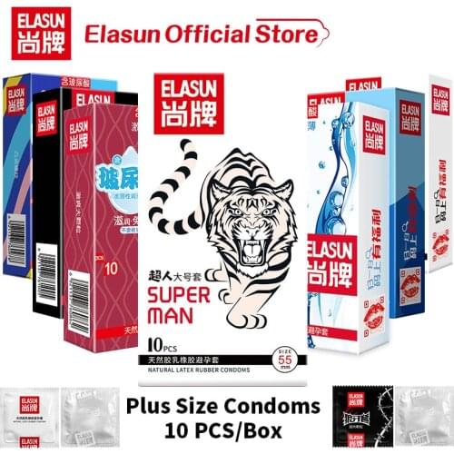 Elasun 8 Types Plus Size Condoms For Men Natural Latex Intimate Products Delay Ejaculation Oral Sex Lubricating Condom Wholesale