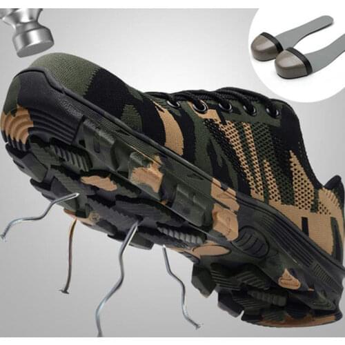 Work boots Construction men outdoor steel toe shoes men Camouflage anti-puncture high quality safety shoes big size A2-73