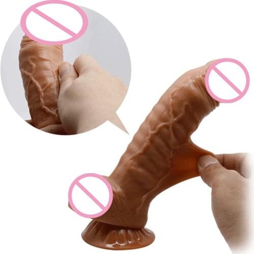 Liquid Silicone Realistic Dildo For Women Double Layer Flexible Big Cock With Strong Suction Cup 200mm Soft Fake Penis Sex Toy