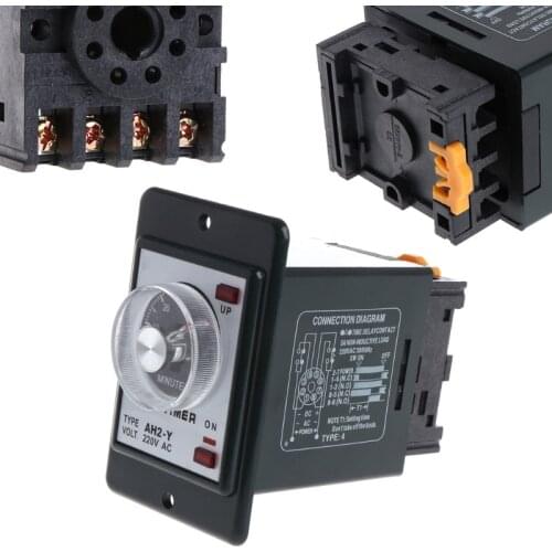 Top Quality 0-60 seconds/minutes Power On Delay Timer Time relay w socket base AC 220V AH2-Y JUN16