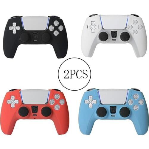 2PCS PS5 Game Controller Rubber Silicone Case Anti-Slip Cover Dustproof Skin for Sony Playstation 5 Wireless Gamepad
