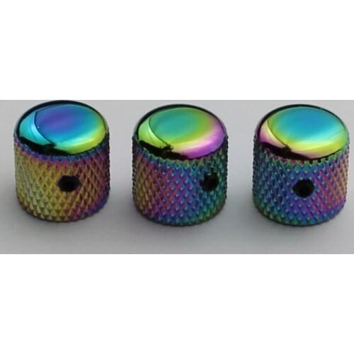 3Pcs Guitar Control Knobs 6mm Dia, Dome Tuning Potentiometer Knob with Hole for Electric Guitar Precision Bass Rainbow Chameleon