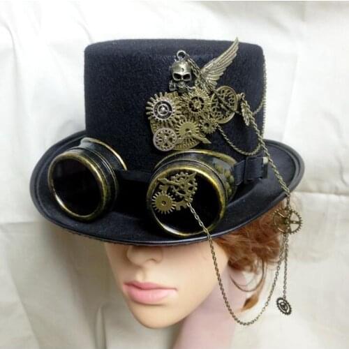 Metal gear hat Steampunk cap fredoras Medieval Men Women Vintage Lincoln hat Magic
