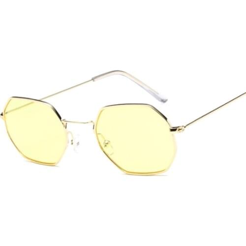 Vintage Square Sunglasses Women/Man Ocean Color Lens Mirror Sunglasses Female Brand Design Metal Frame Circle Glasses Oculos
