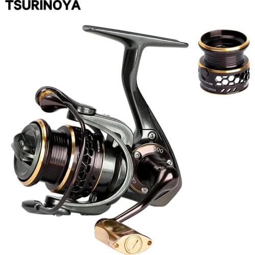 TSURINOYA Spinning Reel JAGUAR 500 Two Metal Spools 10BB/5.2:1/4kg Drag Lure Fishing Reel Moulinet Peche Carretilhas De Pescaria