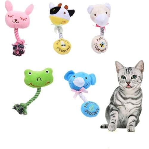 Cute Animals Shape Squeak Funny Chew Toys Fleece Stuffed Squirrel Honking Rabbit Durability Molar Sound Rope Toy For All Pets