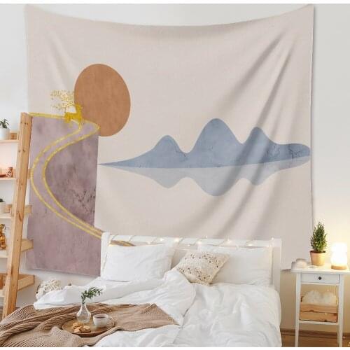 Vintage Ins Wall Cloth Tapestry Morandi Simple and Fresh Moon Backdrop Home Decoration Room Carpet Sun Dorm Tapestries Beach Mat