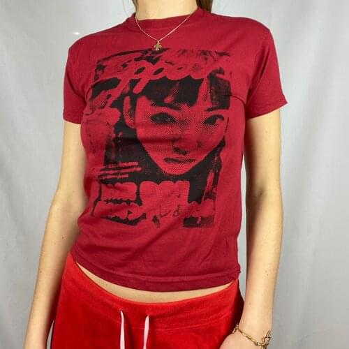 Tie Dye Y2K Ladies Summer Short Sleeve T-shirt Girls Summer Tees Portrait Abstract 2021 Streetwear Figure Printing O-neck Slim