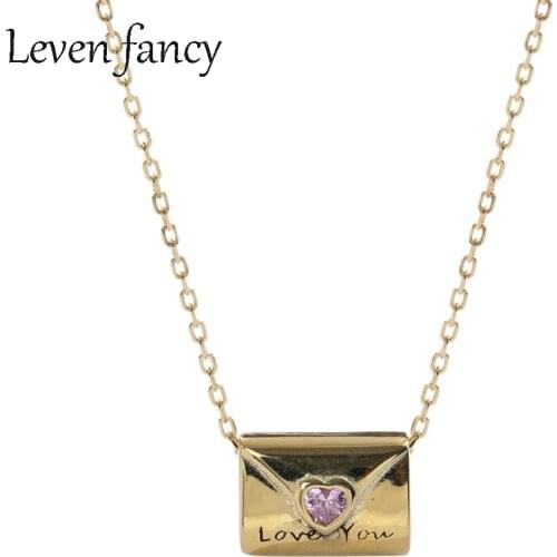 925 Sterling Silver Golden Bag Purse Charm Engagement Anniversary Necklaces Girls Female Pink Heart Zircon Necklace for Lovers