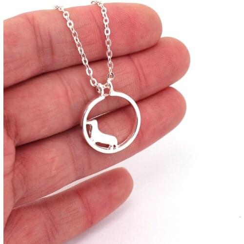 Dachshund pendant necklace round dog necklaces dog lover gift
