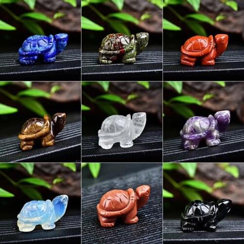 1pcs Natural Quartz crystal Cute Tortoise Figurine Carving Stone Longevity Chakra Healing Reiki Stones for gift Decoration