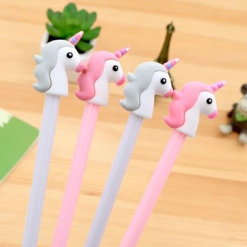 1pc Wholesale Creative Unicorn Cute Pony Cartoon Neutral Pen 0.5mm Students Pen Black School Tools