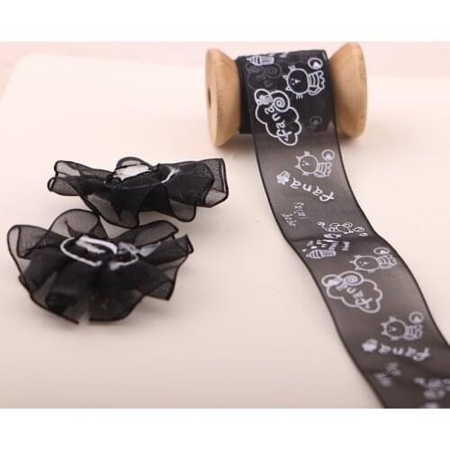 10YARD 2.2CM Black gauze, Eugen handmade bow tie ribbon, DIY accessories, Ribbon Ribbon