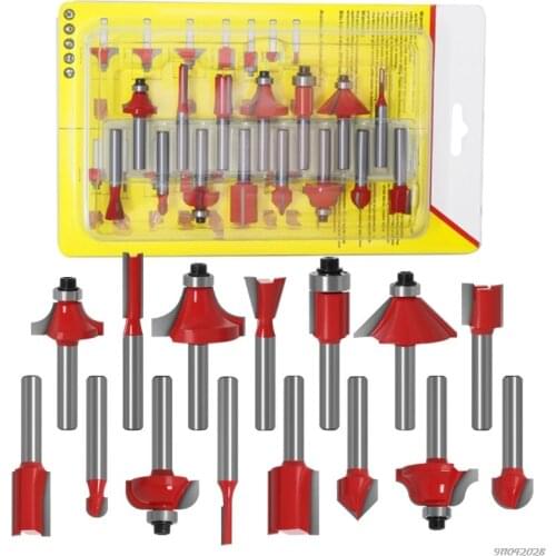 15pcs 1/4 Inch Router Bit Set Trimming Straight Milling Cutter for Wood Cutting Woodworking Chamfering Modeling ju26 wholesales