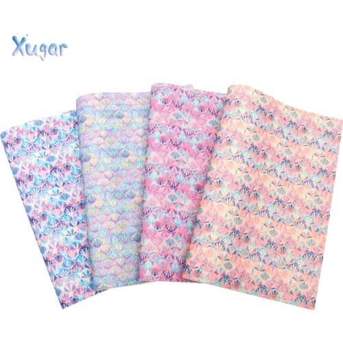 22CM*30CM Glitter Fabric Colorful Mermaid PU Patchwork DIY Bags Shoes Accessories Fabric Handmade Wallpaper Phone Case Materials
