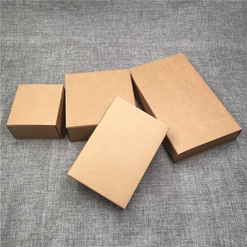 24Pcs/Lot Multi Size Cardboard Brown Drawer Kraft Paper Box For Festival Adornment Single Cake Hold Storage Container Boxes Case